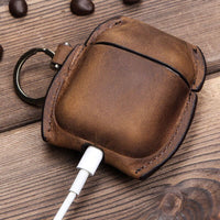 HKM-267731 Leather Case for AirPods 1/2 Generation - Soft Shell in Brown, Sapphire Blue, or Wine Red