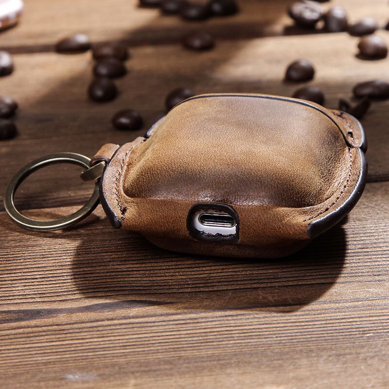 HKM-267731 Leather Case for AirPods 1/2 Generation - Soft Shell in Brown, Sapphire Blue, or Wine Red