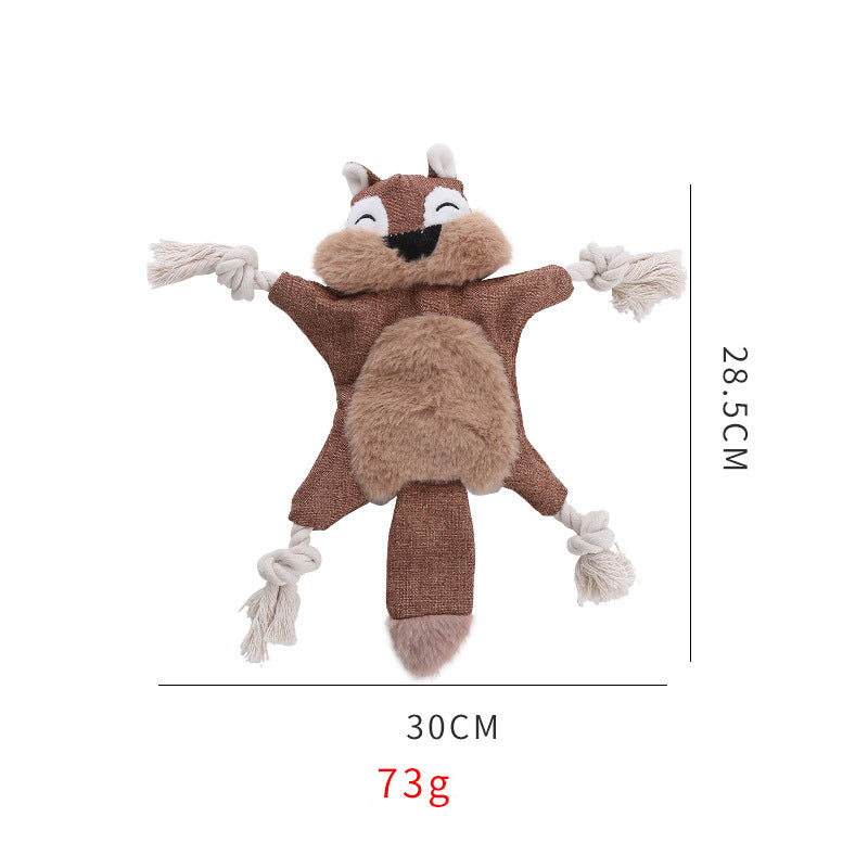HKM-2677949 Stuffed Fox Dog Toy with Squeaker and Crinkle Noise for Engaging Play, Durable Plush Chew Toy with Rope for Puppies and Small Dogs