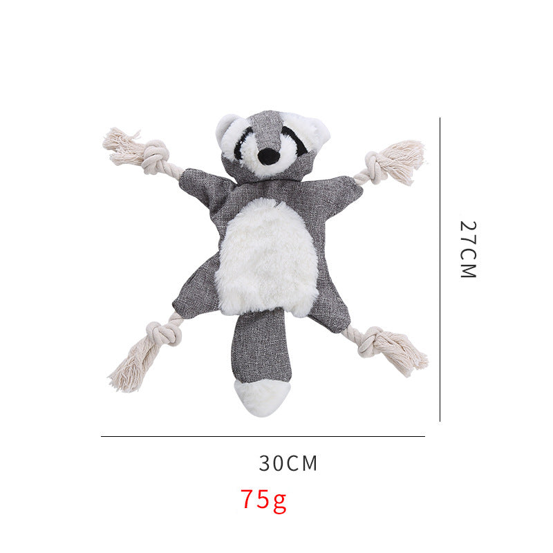 HKM-2677949 Stuffed Fox Dog Toy with Squeaker and Crinkle Noise for Engaging Play, Durable Plush Chew Toy with Rope for Puppies and Small Dogs