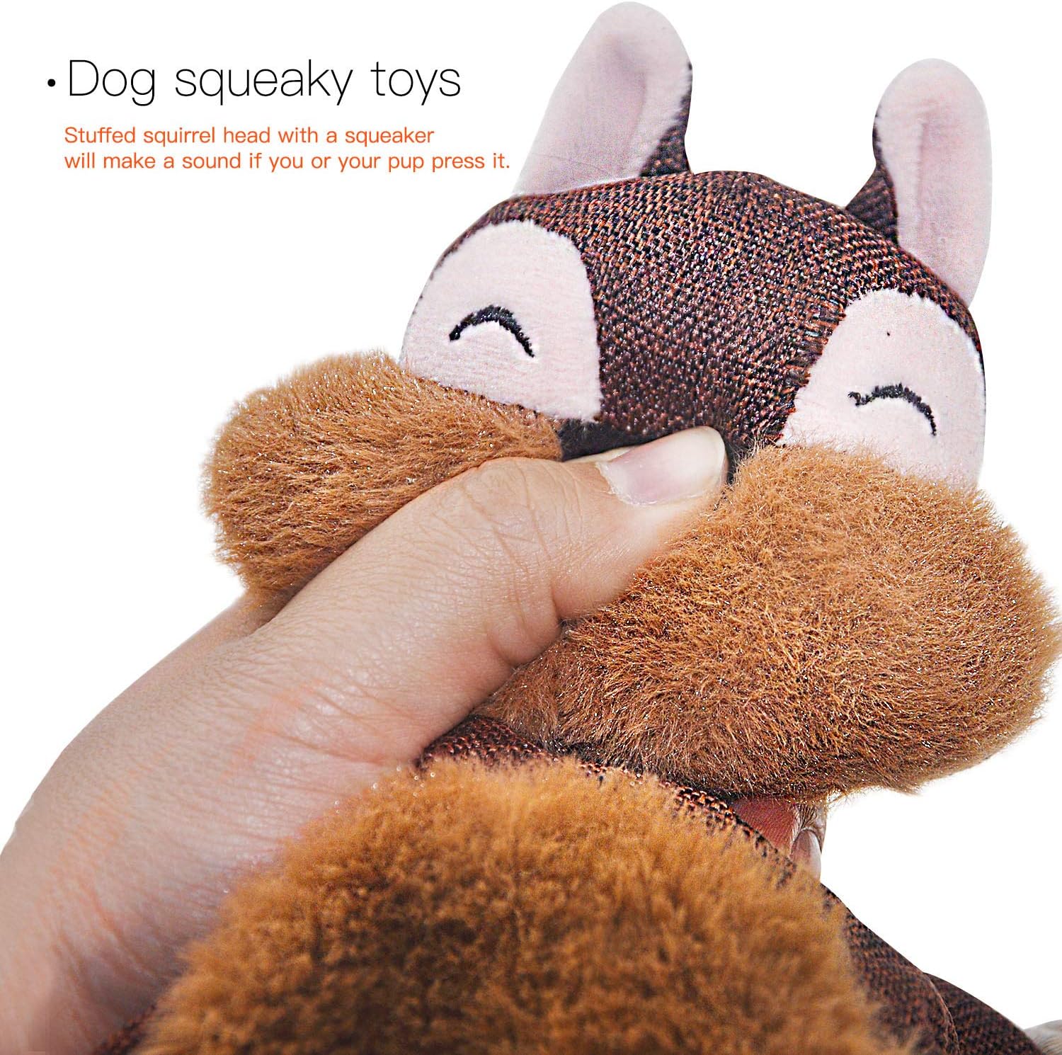 HKM-2677949 Stuffed Fox Dog Toy with Squeaker and Crinkle Noise for Engaging Play, Durable Plush Chew Toy with Rope for Puppies and Small Dogs