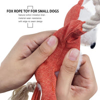 HKM-2677949 Stuffed Fox Dog Toy with Squeaker and Crinkle Noise for Engaging Play, Durable Plush Chew Toy with Rope for Puppies and Small Dogs