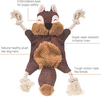 HKM-2677949 Stuffed Fox Dog Toy with Squeaker and Crinkle Noise for Engaging Play, Durable Plush Chew Toy with Rope for Puppies and Small Dogs