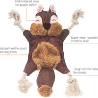 HKM-2677949 Stuffed Fox Dog Toy with Squeaker and Crinkle Noise for Engaging Play, Durable Plush Chew Toy with Rope for Puppies and Small Dogs