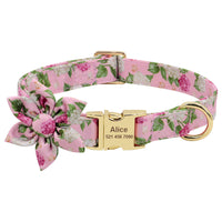 HKM-2678461 Personalized Anti-Lost Dog Collar in Floral Colors - Small, Medium, Large