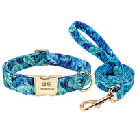 HKM-2678461 Personalized Anti-Lost Dog Collar in Floral Colors - Small, Medium, Large