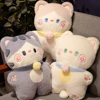 HKM-267987 Cute Cartoon Plush Cat Throw Pillow - Milk, White, and Grey Variants, 30*40 cm