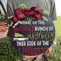HKM-267987 Wooden Christmas Door Sign Garland for Modern Holiday Decor