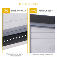 HKM-2680125 Wooden Rabbit Hutch with Waterproof Roof, Leak-proof Tray and Feeding Trough for Indoor/Outdoor Use, Gray