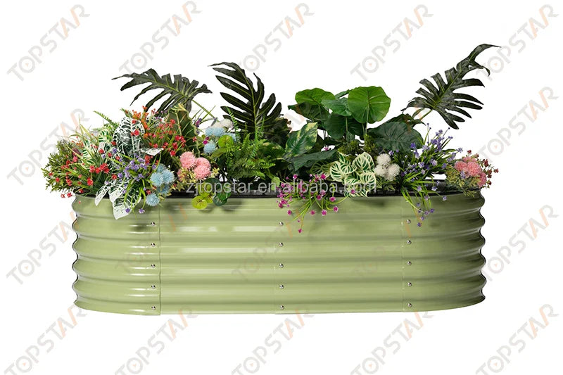 HKM-268051 Metal Raised Garden Bed Planters Kit in Various Sizes with Durable Liner for Home Nursery Gardening
