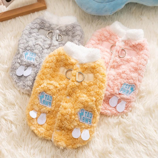 HKM-2681021 Cozy Winter Dog Jacket with Soft Fleece Lining and Playful Patch Design for Small to Medium Dogs