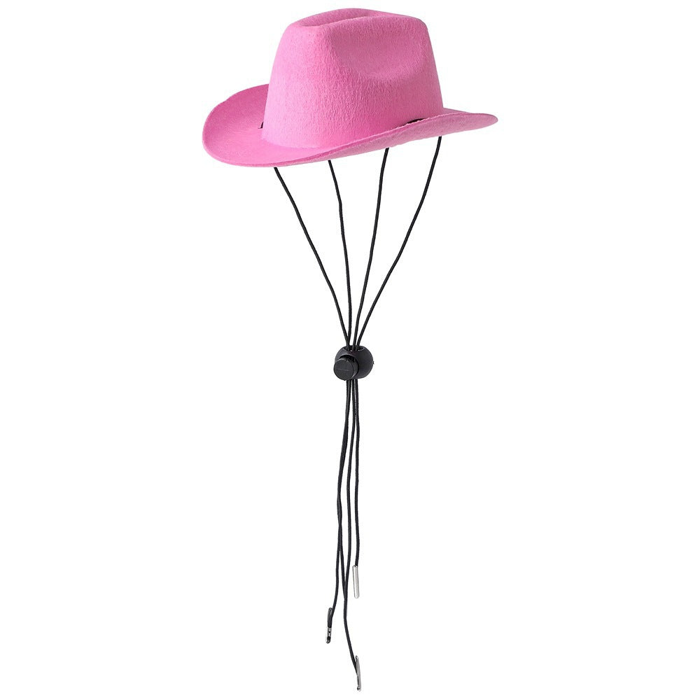 HKM-2681277 Cowboy-Style Pet Hat for Dogs and Cats - Adjustable with Non-Woven Fabric, Available in Multiple Colors