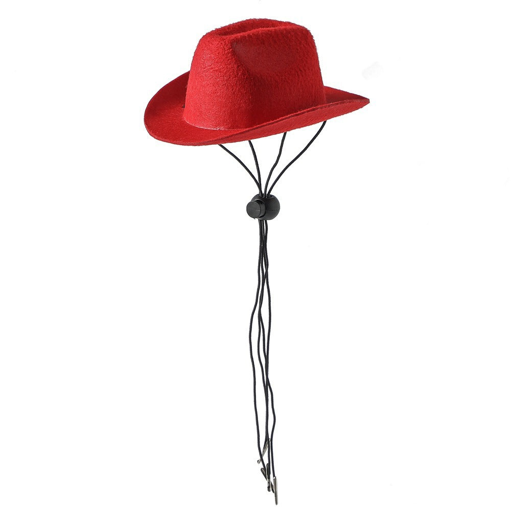 HKM-2681277 Cowboy-Style Pet Hat for Dogs and Cats - Adjustable with Non-Woven Fabric, Available in Multiple Colors
