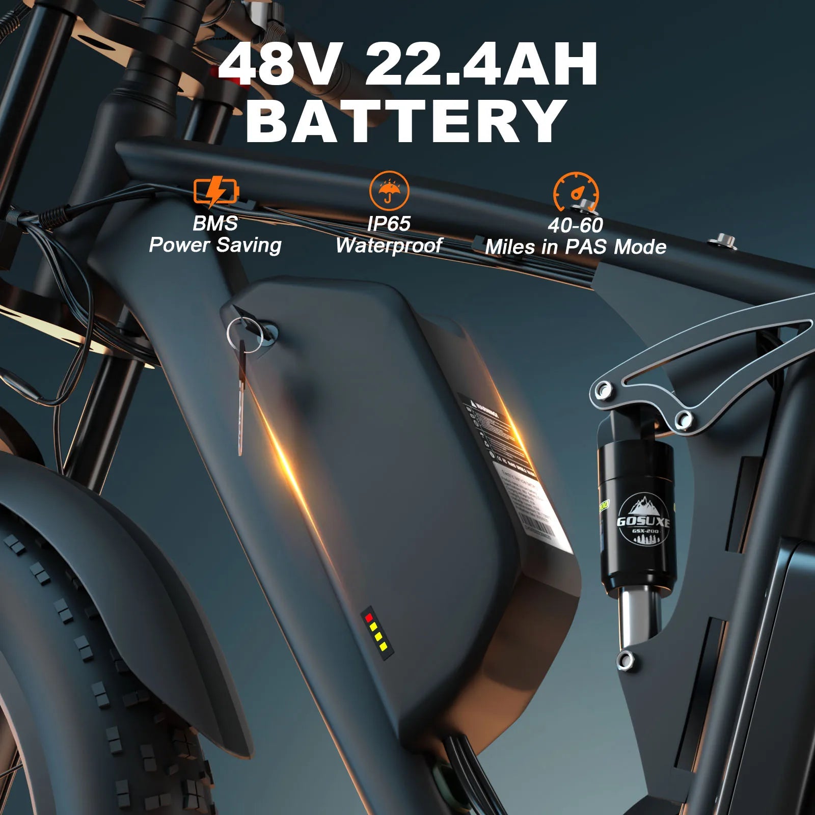 HKM-268243 2000W Dual Motor Electric Bike with 22.4AH Battery and 26"x4.0" Fat Tires