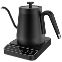 HKM-7268307 kettle and base seen from the front on a light counter