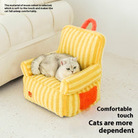 HKM-2683709 Striped Velvet Cat Bed Sofa - Removable and Washable, All-Season Comfort