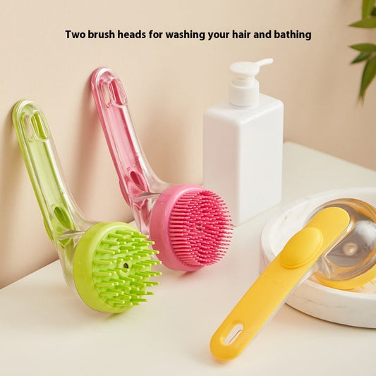 HKM-2684093 Long Handle Pet Bath and Grooming Brush with Soft Bristles and Soap Container