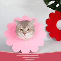 HKM-2684221 Felt Cloth Cat Licking and Biting Sunflower Elizabethan Collar for Dogs - XS to XL Sizes Available