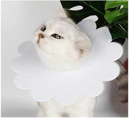 HKM-2684221 Felt Cloth Cat Licking and Biting Sunflower Elizabethan Collar for Dogs - XS to XL Sizes Available