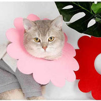 HKM-2684221 Felt Cloth Cat Licking and Biting Sunflower Elizabethan Collar for Dogs - XS to XL Sizes Available