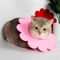HKM-2684221 Felt Cloth Cat Licking and Biting Sunflower Elizabethan Collar for Dogs - XS to XL Sizes Available