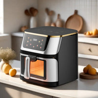 HKM-268435 Digital Electric Programmable Hot Air Fryer - 8L/10L Stainless Steel Capacity, 1400W