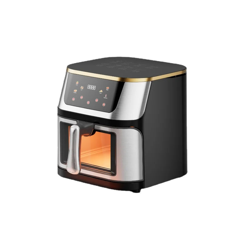 HKM-268435 Digital Electric Programmable Hot Air Fryer - 8L/10L Stainless Steel Capacity, 1400W