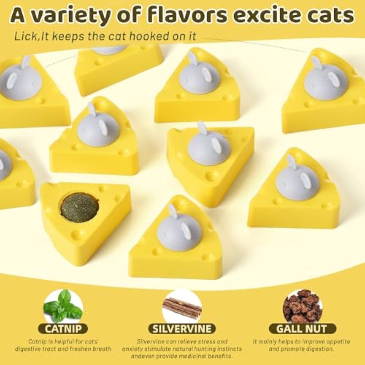 HKM-2684861 Cheese-Shaped Catnip Balls for Cats - Stress Relief & Interactive Play for All Ages