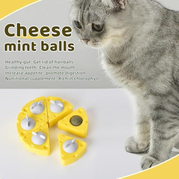HKM-2684861 Cheese-Shaped Catnip Balls for Cats - Stress Relief & Interactive Play for All Ages
