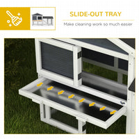 HKM-2685885 58" Gray Wooden Rabbit Hutch with Removable Tray and Lockable Doors, Asphalt Roof and Ramp