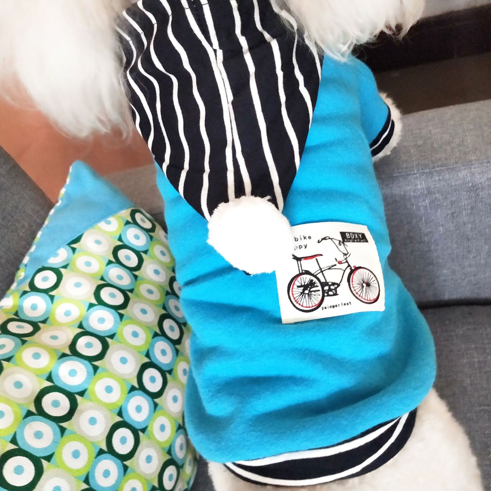 HKM-2687293 Casual Cotton Clothes for Pets - Soft and Comfortable Spring/Summer Wear in Blue and Grey