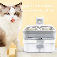 HKM-2688061 Rechargeable Wireless Induction Pet Water Dispenser for Dogs and Cats, Stainless Steel Tray, USB Powered