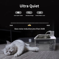 HKM-2688061 Rechargeable Wireless Induction Pet Water Dispenser for Dogs and Cats, Stainless Steel Tray, USB Powered