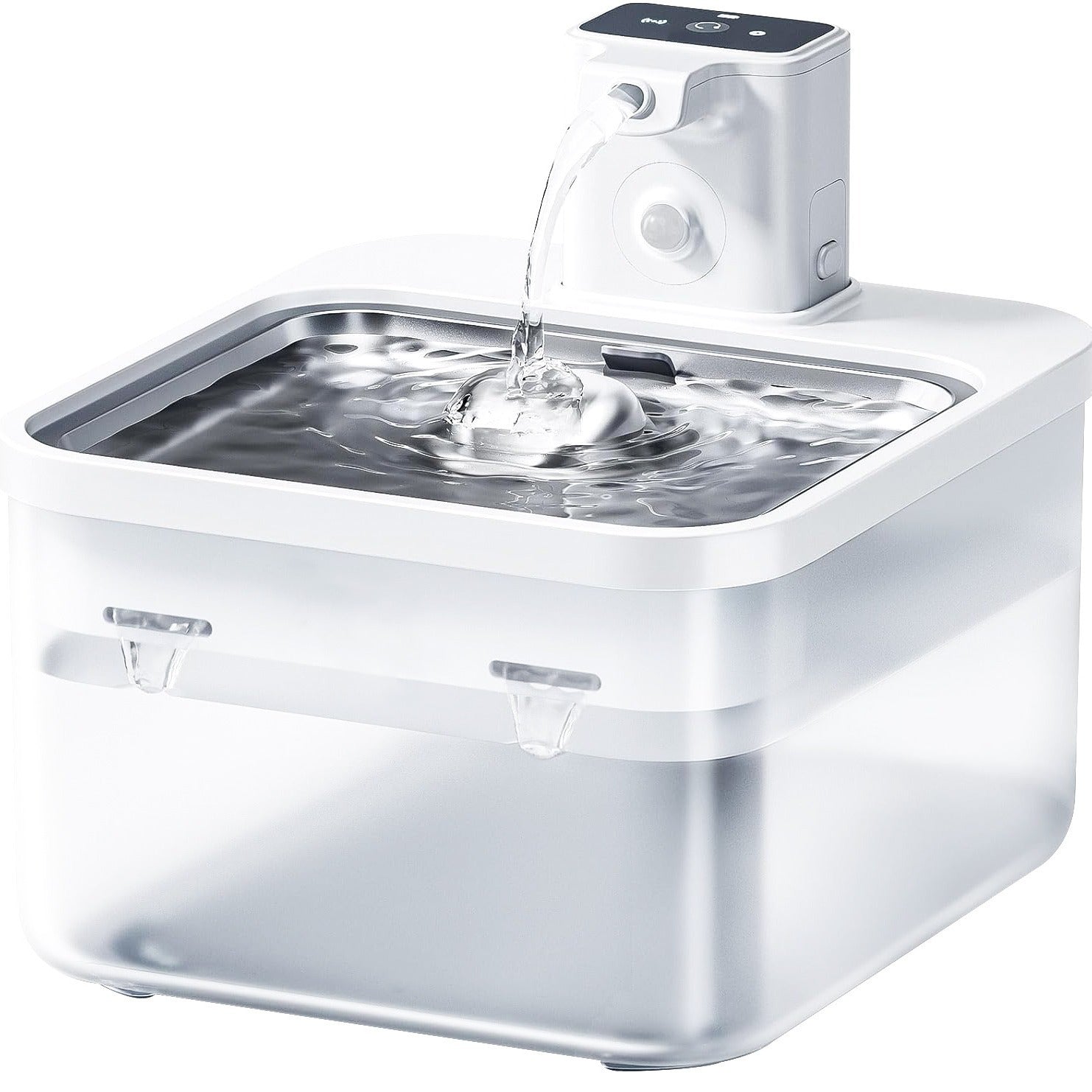 HKM-2688061 Rechargeable Wireless Induction Pet Water Dispenser for Dogs and Cats, Stainless Steel Tray, USB Powered