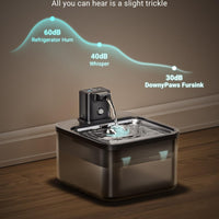 HKM-2688061 Rechargeable Wireless Induction Pet Water Dispenser for Dogs and Cats, Stainless Steel Tray, USB Powered