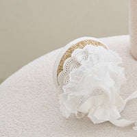 HKM-2688573 Adjustable French Straw Sun Hat for Pets with Elegant Lace and Flower Designs