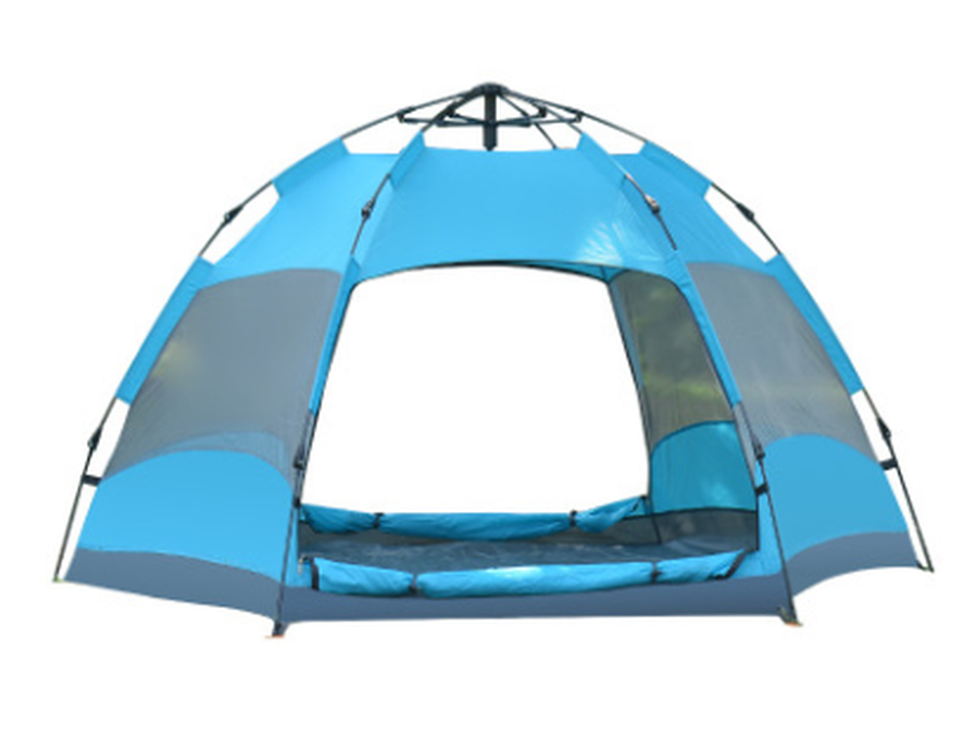 HKM-268883 Automatic Hexagonal Double-Layer Camping Tent for Multiple People - Rain-Resistant Outdoor Shelter