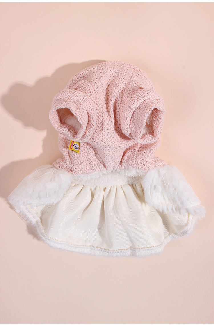 HKM-2690365 Cute Pink Fleece Pullover Skirt for Dogs - Thick Wool Knitted Pet Apparel