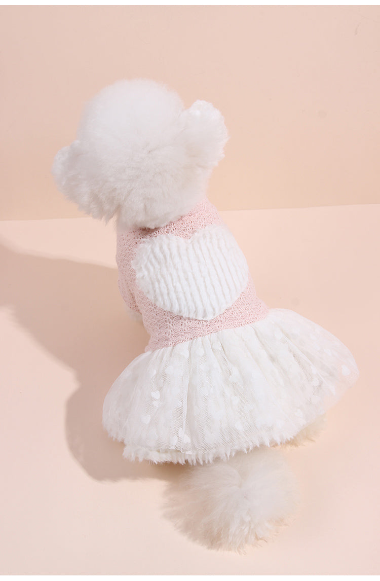 HKM-2690365 Cute Pink Fleece Pullover Skirt for Dogs - Thick Wool Knitted Pet Apparel