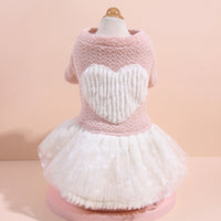 HKM-2690365 Cute Pink Fleece Pullover Skirt for Dogs - Thick Wool Knitted Pet Apparel