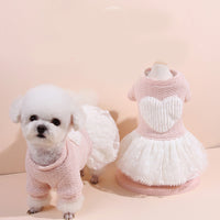 HKM-2690365 Cute Pink Fleece Pullover Skirt for Dogs - Thick Wool Knitted Pet Apparel