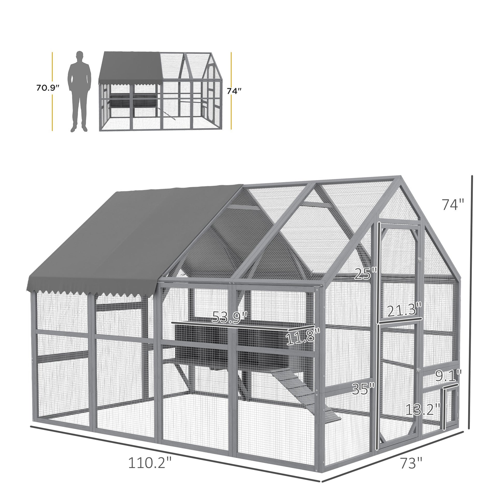 HKM-2691645 Large Chicken Coop with Nesting Boxes and Roosting Bar, 9' x 6' x 6', Waterproof and Secure Design