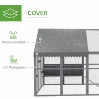HKM-2691645 Large Chicken Coop with Nesting Boxes and Roosting Bar, 9' x 6' x 6', Waterproof and Secure Design