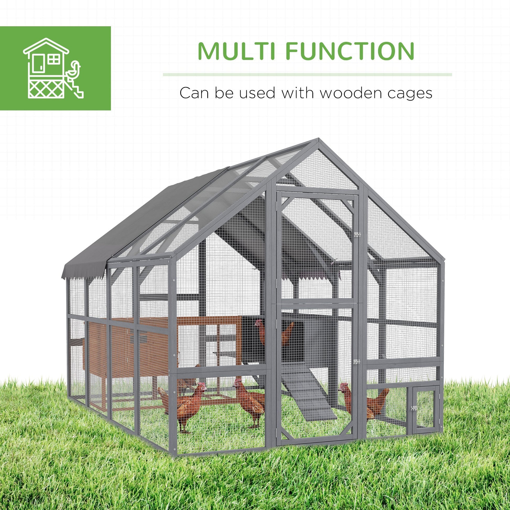 HKM-2691645 Large Chicken Coop with Nesting Boxes and Roosting Bar, 9' x 6' x 6', Waterproof and Secure Design