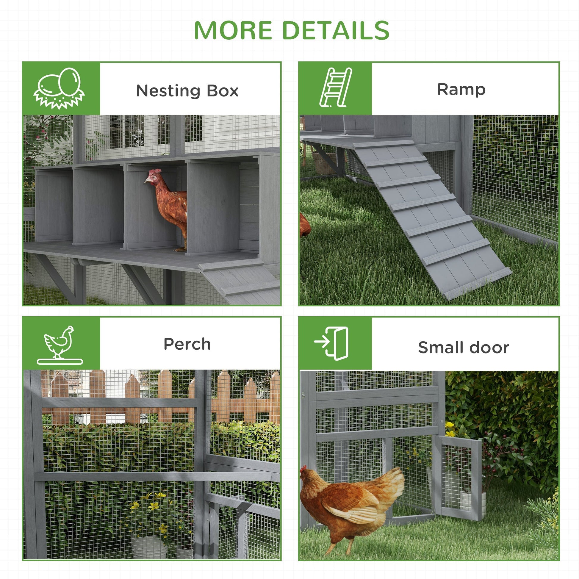 HKM-2691645 Large Chicken Coop with Nesting Boxes and Roosting Bar, 9' x 6' x 6', Waterproof and Secure Design