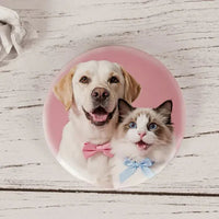 HKM-2693437 Custom Pet Photo Pins - Personalized Keepsake Set of 2 for Pet Lovers