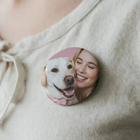 HKM-2693437 Custom Pet Photo Pins - Personalized Keepsake Set of 2 for Pet Lovers