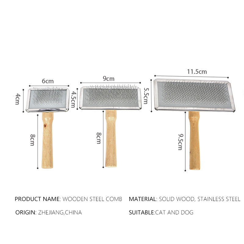 HKM-2693565 Wooden and Stainless Steel Comb for Dog and Cat Grooming
