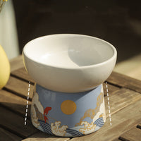 HKM-2693949 Anti-overturning High Foot Ceramic Cat and Dog Bowl ¨C Sunset Afterglow Color Options