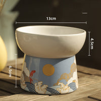 HKM-2693949 Anti-overturning High Foot Ceramic Cat and Dog Bowl ¨C Sunset Afterglow Color Options
